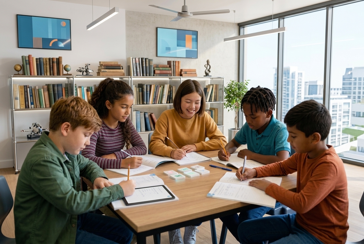 Students studying together